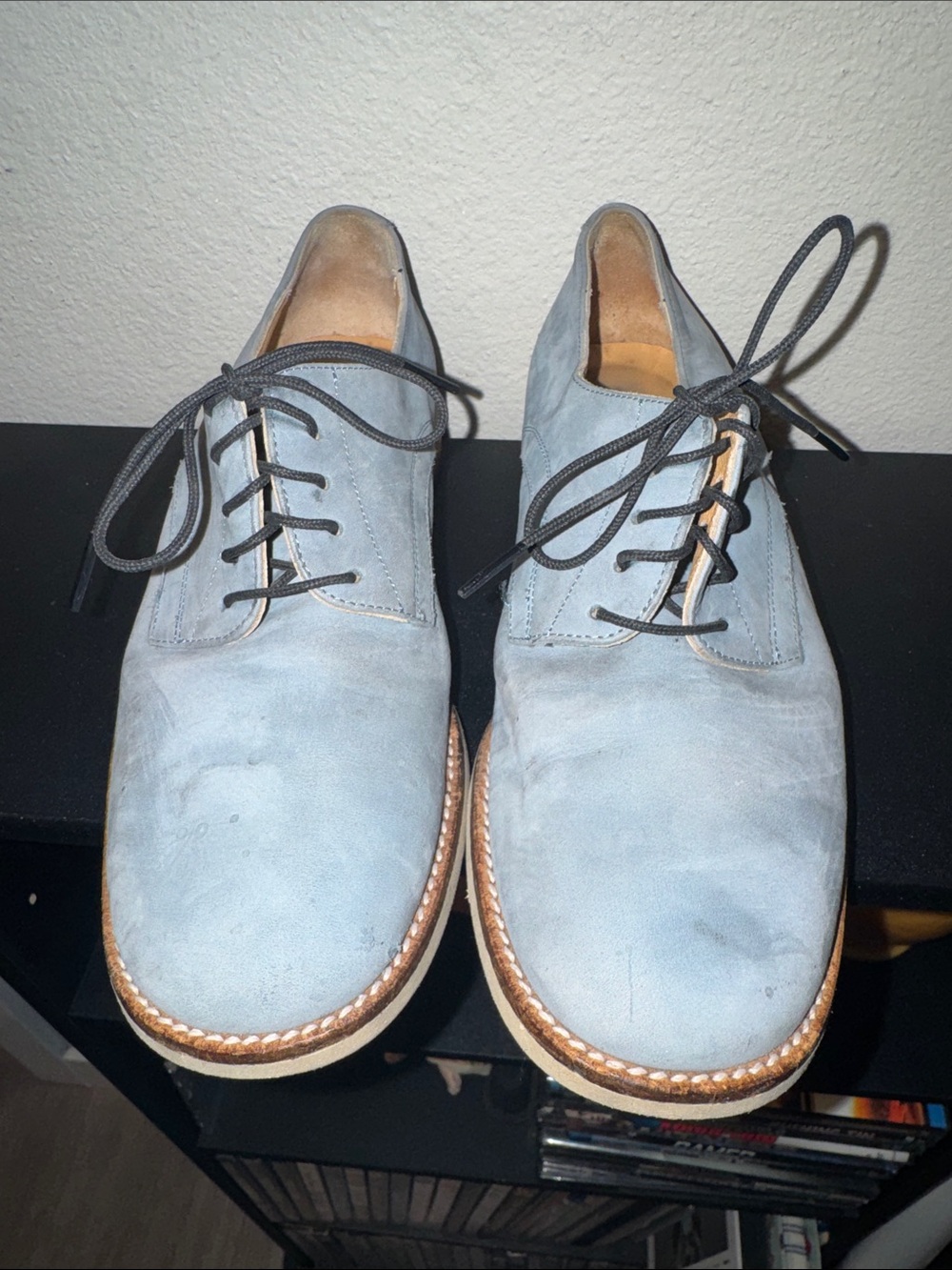 Coach Women's Light Blue Suede Lace-Up Flats
